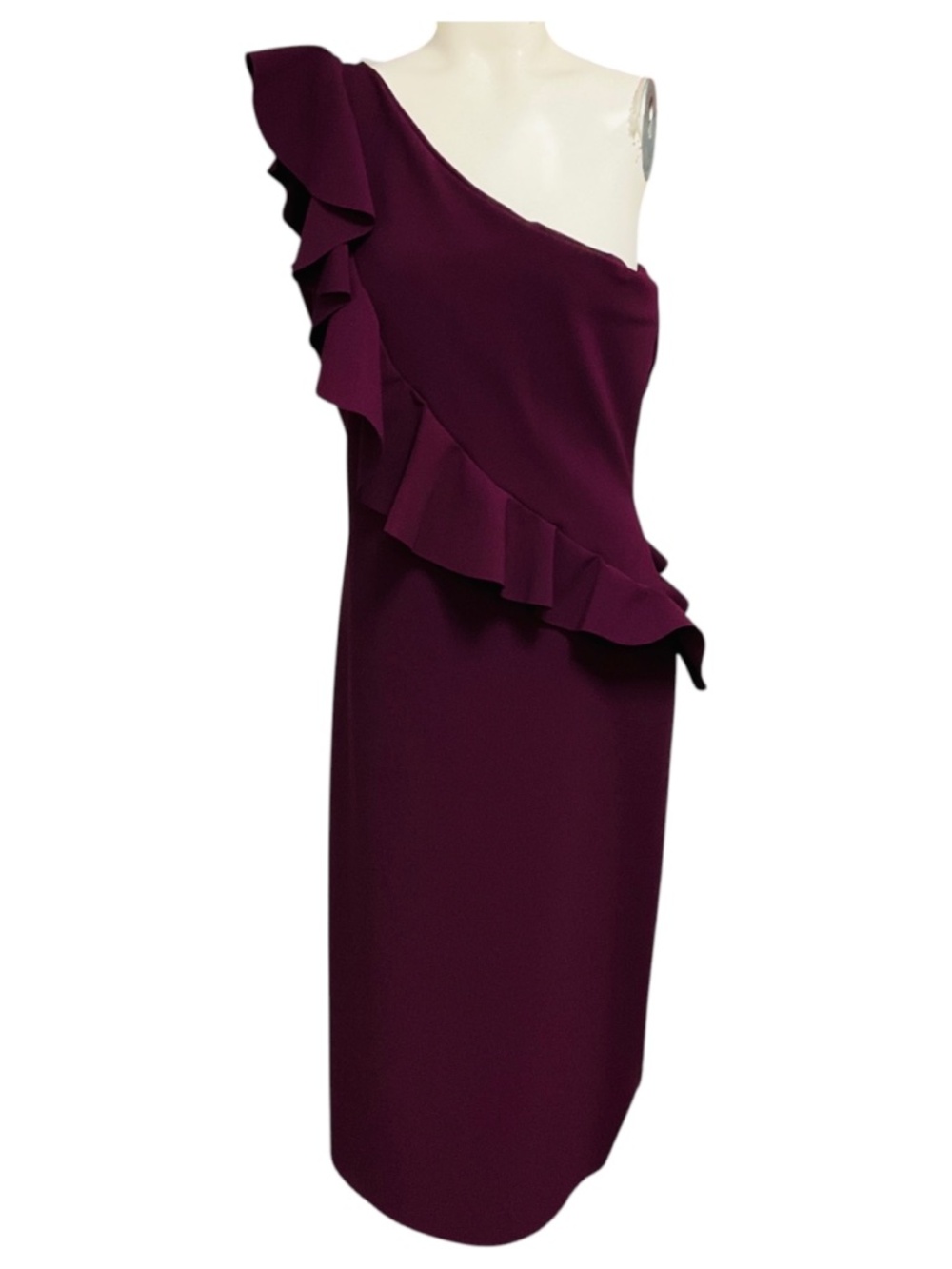 CHIARA BONI LA PETITE ROBE EGGPLANT PURPLE ONE PURPLE NYLON STRETCH COCKTAIL DRE